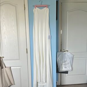 Lulus S White Strapless Wedding Gown with train